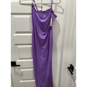 SKIMS Purple Lace Trim Sleeveless Gown XL Regular Size Women's Lace Nightgown